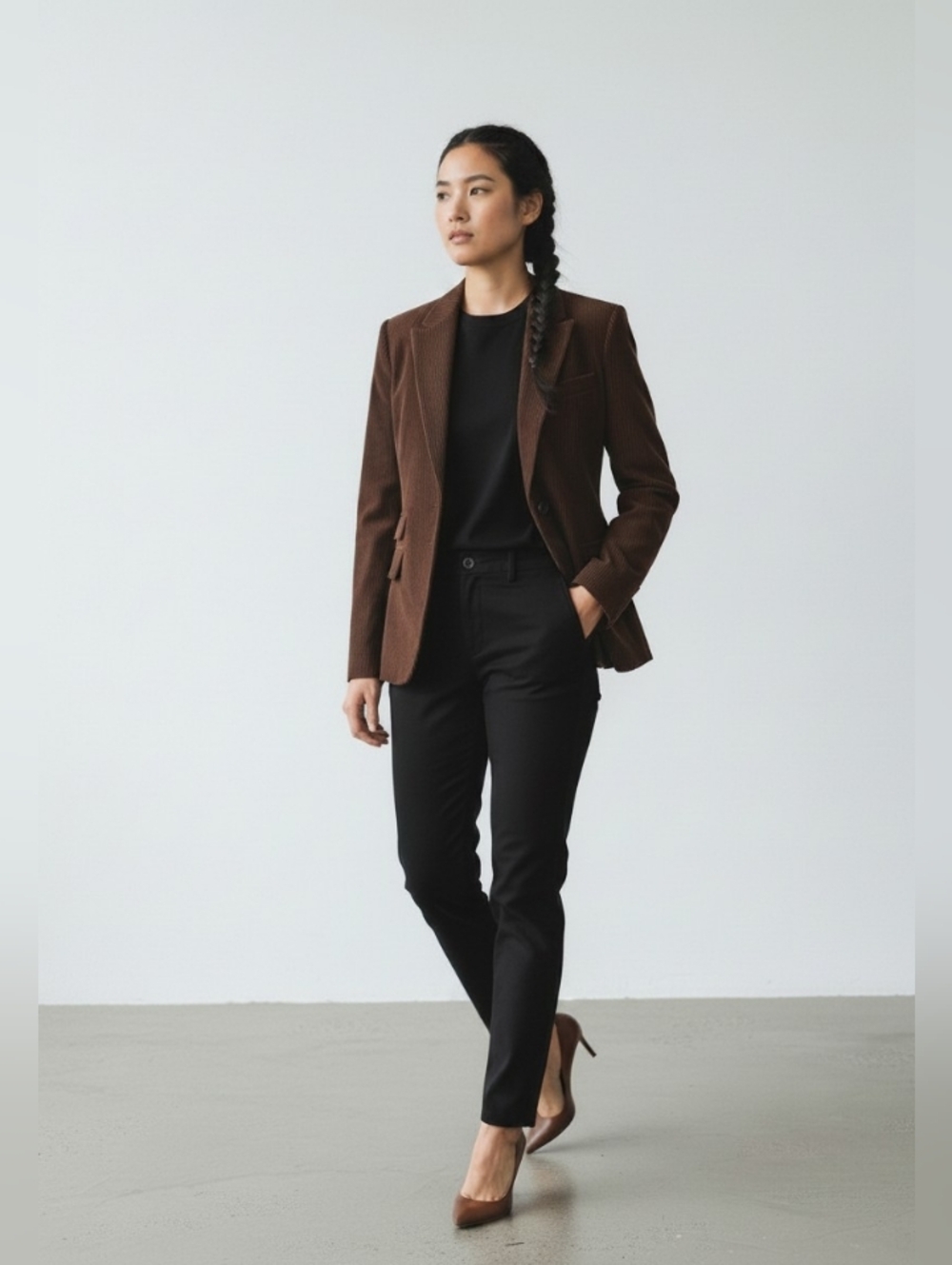 Classic Brown Corduroy Blazer Fitted Size 2 Body By Victoria's Secret